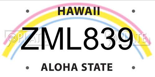 ZML839 Hawaii License Plate