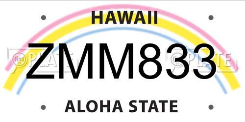 ZMM833 Hawaii License Plate