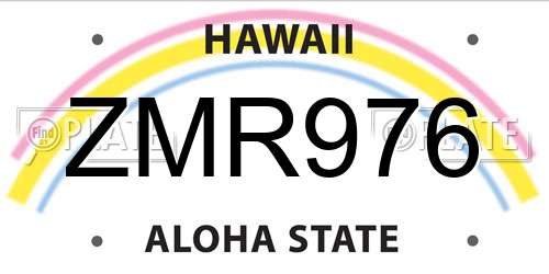 ZMR976 Hawaii License Plate