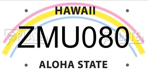ZMU080 Hawaii License Plate