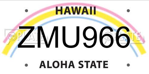 ZMU966 Hawaii License Plate