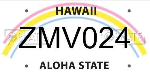ZMV024 Hawaii License Plate