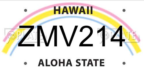 ZMV214 Hawaii License Plate