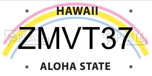 ZMVT37 Hawaii License Plate
