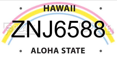ZNJ6588 Hawaii License Plate