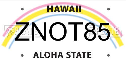 ZNOT85 Hawaii License Plate