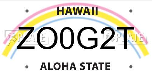 ZO0G2T Hawaii License Plate