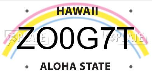 ZO0G7T Hawaii License Plate