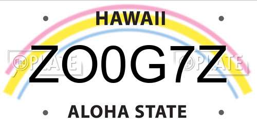 ZO0G7Z Hawaii License Plate