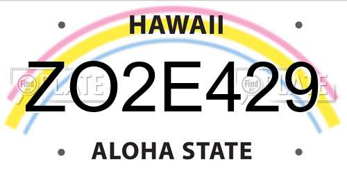 ZO2E429 Hawaii License Plate