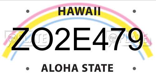ZO2E479 Hawaii License Plate