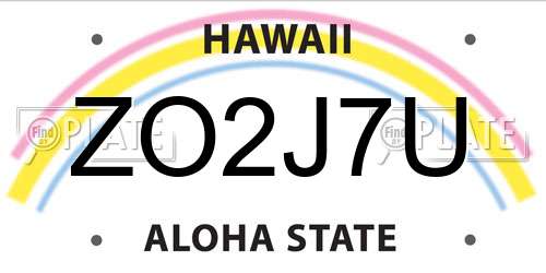 ZO2J7U Hawaii License Plate