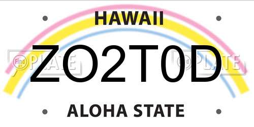 ZO2T0D Hawaii License Plate