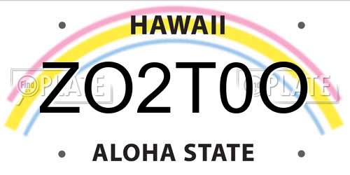 ZO2T0O Hawaii License Plate