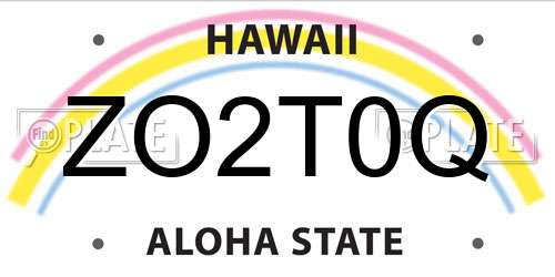ZO2T0Q Hawaii License Plate