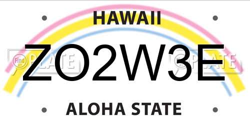 ZO2W3E Hawaii License Plate