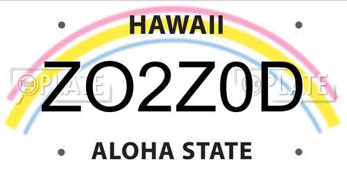 ZO2Z0D Hawaii License Plate