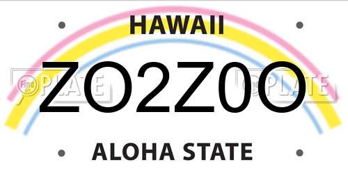 ZO2Z0O Hawaii License Plate