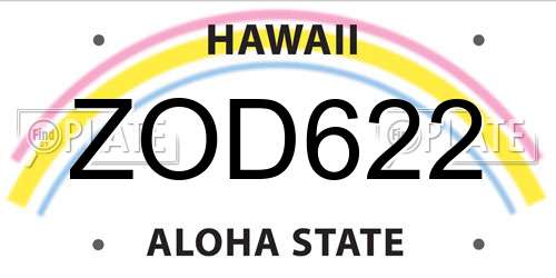 ZOD622 Hawaii License Plate
