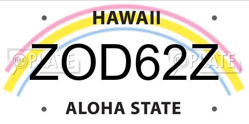 ZOD62Z Hawaii License Plate
