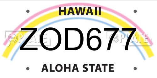 ZOD677 Hawaii License Plate
