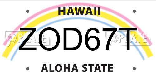 ZOD67T Hawaii License Plate