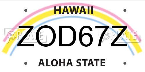 ZOD67Z Hawaii License Plate