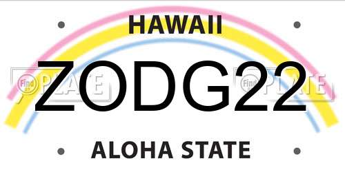 ZODG22 Hawaii License Plate