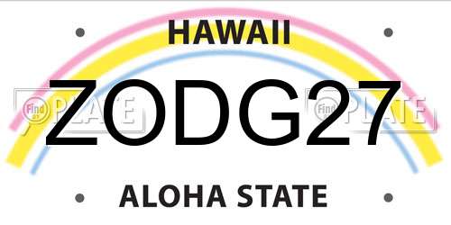 ZODG27 Hawaii License Plate