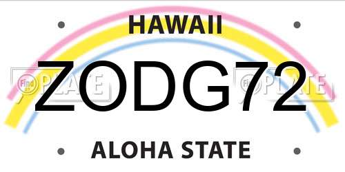 ZODG72 Hawaii License Plate