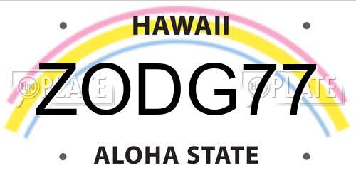 ZODG77 Hawaii License Plate