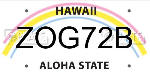 ZOG72B Hawaii License Plate