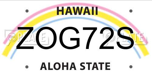 ZOG72S Hawaii License Plate