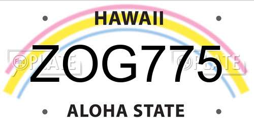 ZOG775 Hawaii License Plate