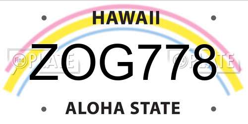 ZOG778 Hawaii License Plate