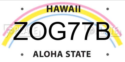 ZOG77B Hawaii License Plate