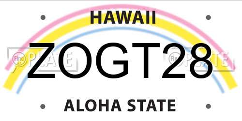 ZOGT28 Hawaii License Plate