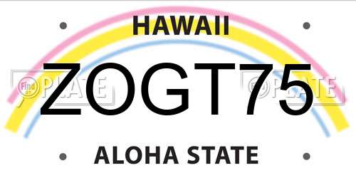 ZOGT75 Hawaii License Plate