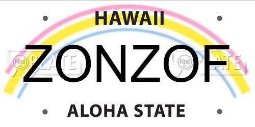 ZONZOF Hawaii License Plate