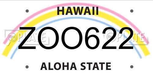 ZOO622 Hawaii License Plate