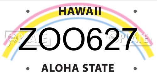 ZOO627 Hawaii License Plate