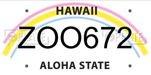 ZOO672 Hawaii License Plate