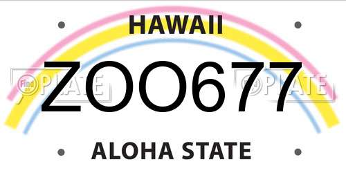 ZOO677 Hawaii License Plate