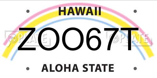 ZOO67T Hawaii License Plate