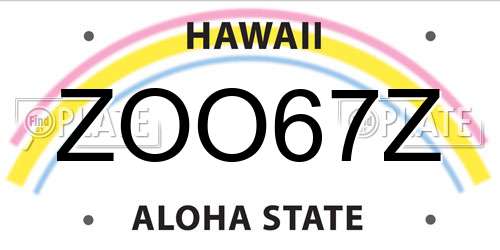 ZOO67Z Hawaii License Plate