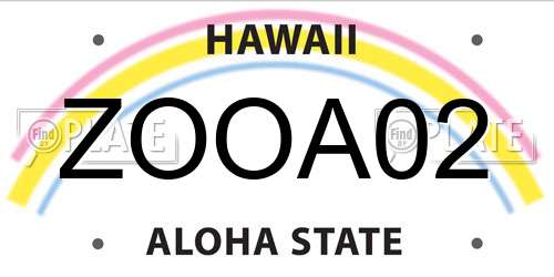 ZOOA02 Hawaii License Plate