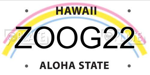 ZOOG22 Hawaii License Plate