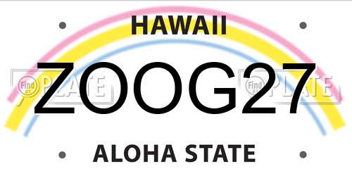 ZOOG27 Hawaii License Plate