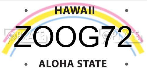 ZOOG72 Hawaii License Plate