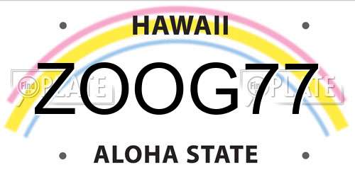 ZOOG77 Hawaii License Plate